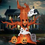 Joiedomi 8 FT Halloween Inflatable Scary Tree with Ghost, Pumpkin and Tombstone, Blow Up Inflatables with Build-in LEDs for Halloween Party Indoor, Outdoor, Yard, Garden, Lawn Decorations