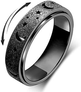 Anxiety Ring Fidget Spinner Band Ring for Women Men Adults Thumb Toy Ring Stainless Steel Black Size 5