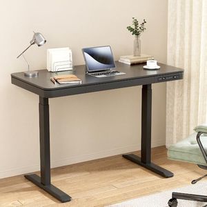 Artiss Electric Standing Desk, Laptop Height Adjustable Sit Stand Desks 120cm X 60cm Desktop Table with USB Charging Port and Storage Drawer, Office Study Computer Workstation Home Use Black