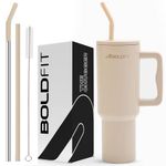 Boldfit Tumbler with Lid and Straw 1.2l Stainless Steel Double Insulated Tumblers for Hot & Cold Drink 100% Leakproof Tumbler Bottle with Handle & Reusable Straw Sipper Tumbler 1200ml - Sand