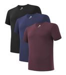 DAVID ARCHY Men's Undershirt Bamboo Rayon Moisture-Wicking T-Shirts Stretch V-Neck Tees for Men, 3-Pack (L, Navy Blue/Black/Burgundy)