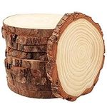 Kurtzy 10 Pack of 10mm Thick Unfinished Natural Wood Slices - 10-11cm Diameter - Rustic Wooden Log Discs with Bark & Smooth Finish - for Arts & Crafts, DIY, Coasters, Decorations, Christmas Ornaments