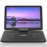 17.5" Portable DVD Player with 15.6" Large HD Swivel Screen, 6 Hours Rechargeable Battery, Support USB/SD Card/Sync TV and Multiple Disc Formats, Region Free, High Volume Speaker, Black