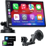 JATAZA 9" Wireless Apple Carplay Screen for Car, Secure Strong Bracket, Portable Apple CarPlay& Android Auto Car Stereo with GPS Navigation, Bluetooth, Mirror Link, Voice Control,Fits All Vehicles