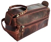 Genuine Leather Travel Toiletry Bag - Hygiene Organizer Dopp Kit by Rustic Town