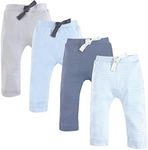 Touched by Nature Baby Girls' Organic Cotton Pants, Lt. Blue Gray, 12-18 Months