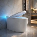 NoveraGlobal Luxury Smart Automatic Toilet Commode with Remote Control | Auto Open Lid & Foot Sensor Touchless Flush | Heated Seat, Warm Water Bidet & Dryer | Hidden Tank Inside | 700x400x450 mm