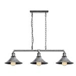 DC VOLTAGE Industrial 3 Light Steampunk Metal Water Pipe Style Chandelier E27 Metal Cone Shape Lampshade Adjustable Chain Ceiling Pendant Fixture for Living Room (Brushed Silver)