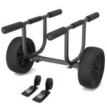 Heavy-Duty Aluminum Kayak Trolley with 2 Webbing Straps, Detachable Cart with Solid Airless Wheels, 450 lbs Weight Capacity, Adjustable Width, Fits Various Kayaks and Canoes (11" Airless Wheel)