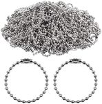 100Pcs Metal Ball Bead Chain Keyring Chain Extender for Label Tags, 5.9inch Ball Bead Chain Keychain Connector Silver Iron Small Tag Chain for Hanging Jewellery Making Badge Holders