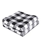 Heated Car Blanket - 12 Volt Travel Electric Blanket Portable Heated Throw for Car, Truck, SUV, or RV - Great for Cold Weather, Camping (Black-White Plaid