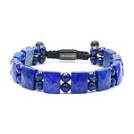 Mens Bracelet Beads Crystal Bracelet for Men, HASKARE Energy Bead Bracelet Healing Stone Lapis Lazuli Bracelet, Real Blue Gemstone Protection Crystals Woven Drawstring Anxiety Bracelet Gift for Him