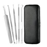 Beauté Secrets Stainless Steel Anti-Slid Handle Blackhead Remover Tools Kit with Case, Pack of 5 (Silver)