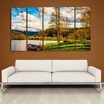 HAZZELNUT CasperMe Multiple Frames Mountain Wall Painting for Living Room, Bedroom, Hotels & Office 7mm Hard Wooden Board (50 x 30 inches - Standard, Multi Color),Nature