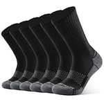 Closemate Mens Socks Black Grey Moisture Wicking Cushion Athletic Crew Socks Women Cotton Calf Socks for Sport Running Hiking Basketball Work 6 Pairs(6 Black Grey, Size M)