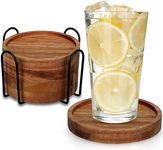 4 Pcs Farmhouse Wooden Coasters with Holder Cute Wood Drink Coaster Set Outdoor Beer Coaster Home Decoration Coffee Table Decor Gift Beverage Cup Coasters Bar Dining Table Accessories Modern Coasters