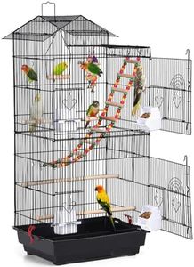 Yaheetech 39-inch Roof Top Large Flight Parrot Bird Cage for Small Quaker Parrot Cockatiel Sun Parakeet Green Cheek Conure Budgie Finch Lovebird Canary Pet Bird Cage w/Toys