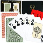 Da Vinci Italian 100% Plastic Playing Cards, 2-Deck Set Poker Size Jumbo Index, with Hard Shell Case & 2 Cut Cards