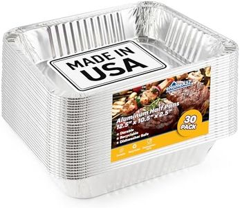 EHOMEA2Z 9x13 Disposable Aluminum Pans (30 Pack) – Made in USA Half Size Steam Table Pans, 13x9 Foil Baking Trays for Lasagna, Casseroles, Catering, Parties, BBQ, Crawfish Trays