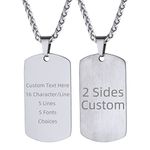 Supcare Personalised Dog Tag for Men, Stainless Steel Military Tag ID Pendant Necklace Custom Text Jewelry, Adjustable Solid Chain 22"+2" inches