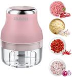 Vegetable Chopper, 100ML Electric Garlic Chopper, Rechargeable Mini Blender, Powerful Small Food Processor, Blender to Vegetable, Wireless Food Cutter for Ginger, Chili, Fruit, Meat, etc（Pink）
