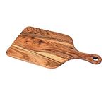 Home Cart Premium Acacia Wooden Kitchen Chopping Cutting Board with Handle Cutlery Accessories(Rectangular Shape)(Light Brown)(Size 17 x 9 Inches)