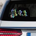 Leniutor 5Pcs Butterfly Car Decal Set, Waterproof Vinyl Butterflies Sticker for Cars Women Girl Car Stickers Beautiful Reflective Bumper Window Laptop Decals (Holographic Silver)