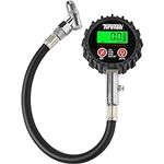 Digital Tire Pressure Gauge (0-200 PSI) For Bike and Motorcycle - Heavy Duty Air Tire Gauge (Stainless Steel) - MotCertified ANSI - Easy to Read