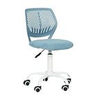 Homy Casa Desk Chair Linen Fabric Seat Ergonomic Swivel Task Chair without Armrest Adjustable Height Office Chair Home Office for Kids Teens, Light Blue