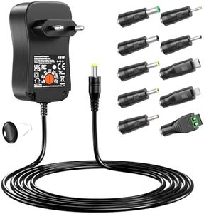 Basicvolt 48W Alimentatore Universale Trasformatore Regolabile 5V 6V 9V 12V 4A 15V 3A 19V 20V 2,25A 24V 2A per PC Portatile Striscia LED Caricatore Caricabatterie con 10 Connettori DC USB C