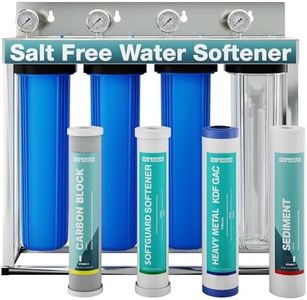 NU Aqua 4 Stage Salt Free Water Softener Whole House Water Filter System with Total Filtration - Includes Sediment, Heavy Metal KDF GAC, SoftGuard, Carbon Block Filters