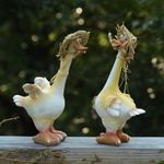 ZWL 2Pcs Resin Garden Ornaments Ducks Outdoor Statues Standing Duck Garden Animal Sculpture