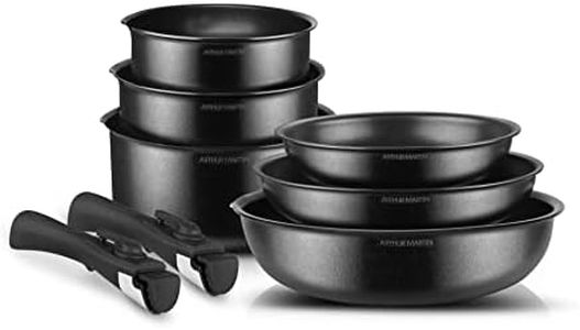Arthur Martin AM925B Batterie de cuisine amovible 8 pièces Aluminium Smart Control Poignée amovible tous feux dont induction