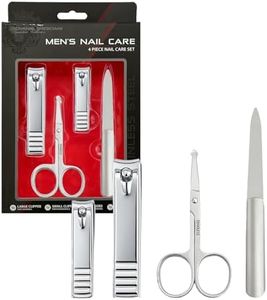 Earth & I 4 Piece Manicure Pedicure Kit, Professional Nail Care and Grooming Tools with Fingernail and Toenail Clippers, Mens Self Care, Travel Mens Toilettries