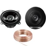 Wheels N Bits 5 Metre OFC Speaker Cable + Pioneer TS-G1010F Speakers 10cm 100mm 4" inch Dual Cone Car Door Shelf Speakers 190 Watt Each 380 Watt A Pair Van Bus Truck Caravan