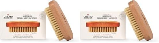 CREMO - Premium Beard Brush For Men - 100% Natural Sisal - Wood Handle to Shape and Style Facial Hair (Pack of 2)