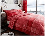 GC GAVENO CAVAILIA Checked Duvet Cover Double (200cm x 200cm) - Quilt Bedding Set Double Bed with 2 Pillow Cases - Red