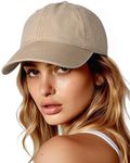 FURTALK Womens Men's Baseball Cap 100% Washed Cotton Soft Cap Adjustable Unisex Unstructured Baseball Hats Light Khaki