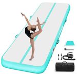 Inflatable Tumbling Track Mat 10FT 4 Inch Thickness Inflatable Gymnastics Mats Tumble Track Floor with Air Pump for Kids Gym Home Use Cheerleading Yoga(Green)