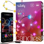 Twinkly Strings Star 200 LED, Star-shaped LED Light String, RGB Multicolor LED Lights, Compatible With Alexa, Google Home, Gaming Lights, USB-C Power, Green Wire, 2 x 6m