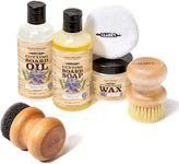 Cutting Board Oil and Wax Kit by CLARKs Complete Care Set includes Mineral Oil (12oz), Finishing Wax (6oz), Applicator, Scrub Brush & Buffing Pad, Enriched with Lavender and Rosemary Extract