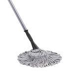 Eyliden Mop with 2 Reusable Heads, Easy Wringing Twist Mop, with 57.5 inch Long Handle, Wet Mops for Floor Cleaning, Commercial Household Clean Hardwood, Vinyl, Tile, and More (Grey)