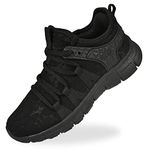 AOE Womens Fashion Walking Running Shoes Ultra Lightweight Breathable Mesh Tennis Shoes Non Slip Athletic Workout Gym Sneakers, Black Lace, 9.5 Women/8.5 Men