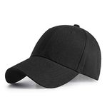 HGDGears Plain Baseball Cap Snapback for Men - Classic 6 Panel Adjustable Sport Casual Sun Visor Hat (Black)