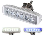 Wave One Marine | Dual Color | LED Marine Spreader | Boat Flood Light | Stainless (White Housing, White | Blue)