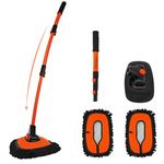 YeewayVeh Car Wash Brush, 43" Extendable Car Wash Brush Mop with Long Handle, 15 Degree Curved Soft Car Washing Brushes with Extra Microfiber Brush Head for Truck SUV Cleaning, Orange