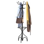 Multigot Metal Coat Rack, 12 Hooks Hallway Clothes Stand, Entryway Freestanding Scarf Hat Display Organizer for Home Dormitory Office (With Umbrella Holder)