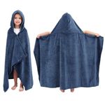 Hiturbo Kids Hooded Bath Towel: Premium Ultra Soft Beach Swimming Towels for Boys Girls Navy