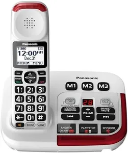 Panasonic Amplified Cordless Phone with Slow Talk, 40dB Volume Boost, 100dB Loud Visual Ringer, Hearing Aid Compatibility, Large Screen and Backlit Keypad - KX-TGM420W - 1 Handset (White)