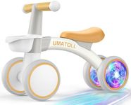Umatoll Colorful Lighting Baby Balance Bike Toys for 1 Year Old Boys Gifts, Adjustable Seat Baby Walker, One Year Old Boy Birthday Gifts, 12-24 Months Toddler First Ride on Toys with Removable Basket
